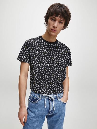 Calvin Klein Ruhák HU475778 | Calvin Klein Organic Cotton All-Over Printed Férfi Póló Fekete